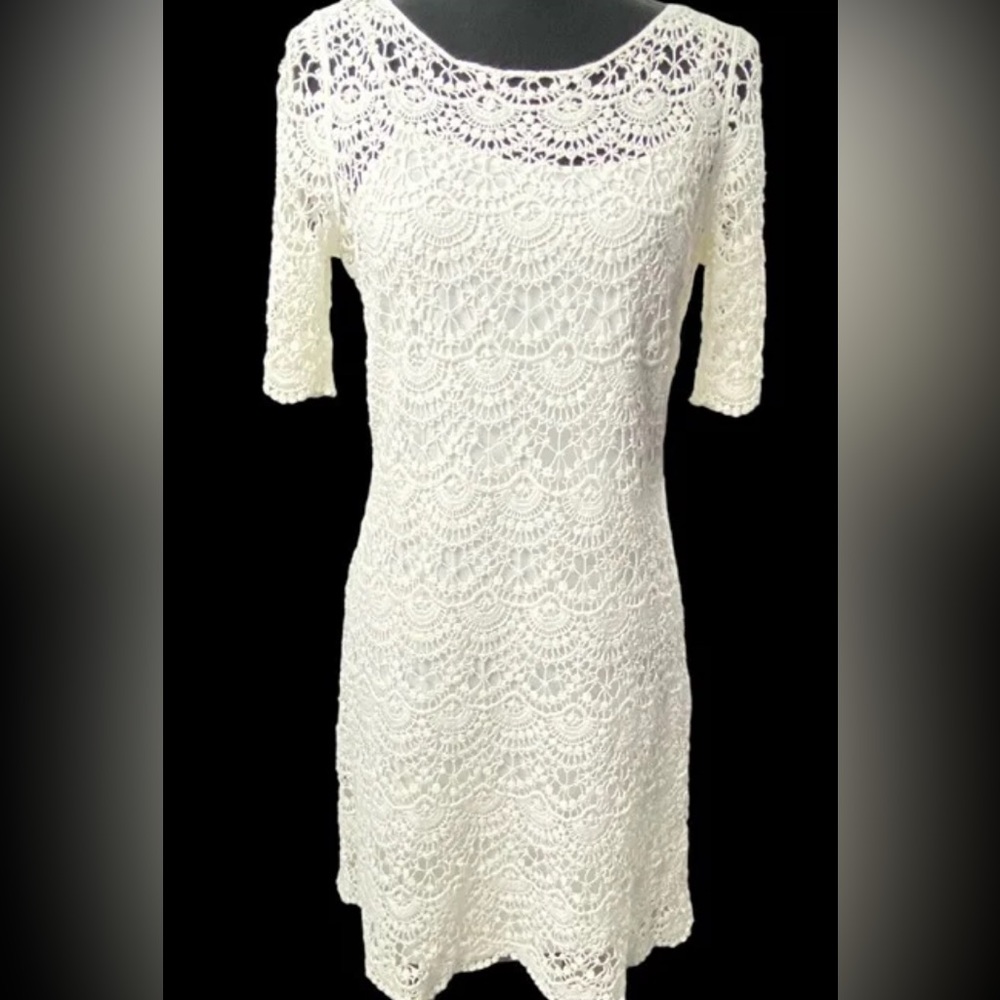Ralph Lauren Ivory Crochet Lace Sheath Dress